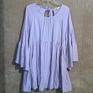 Lilac Bell Sleeve Tunic Dress - Women
